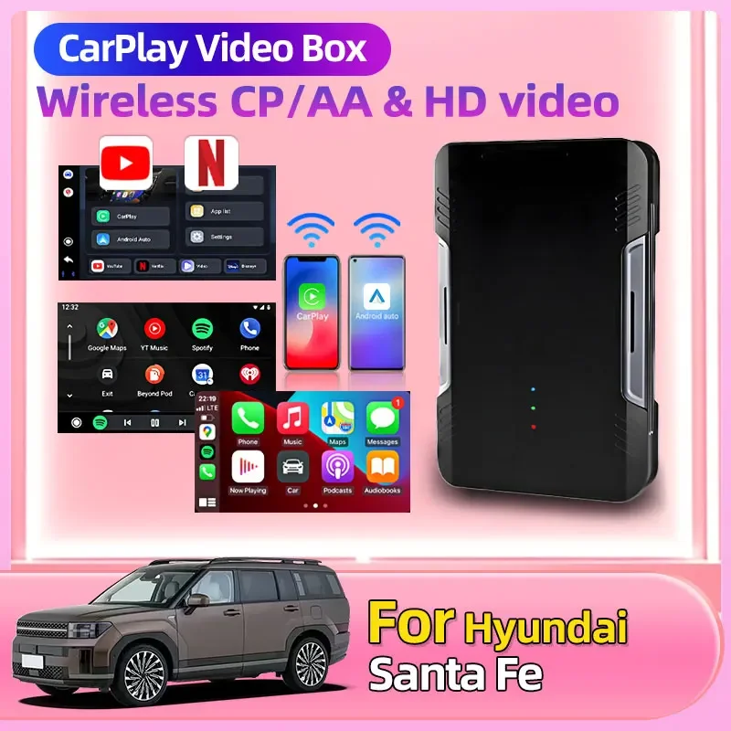 Фото Для Hyundai Santa Fe, новое обновление Android 13, CarPlay Smart Ai Box, беспроводная встроенная функция Youtube Netflix, IPTV, автоматическое подключение №2