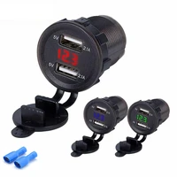 4 2a dual usb car charger socket power outlet adapter led voltmeter mobile phone charger 12v24v for car boat marine motorcycle