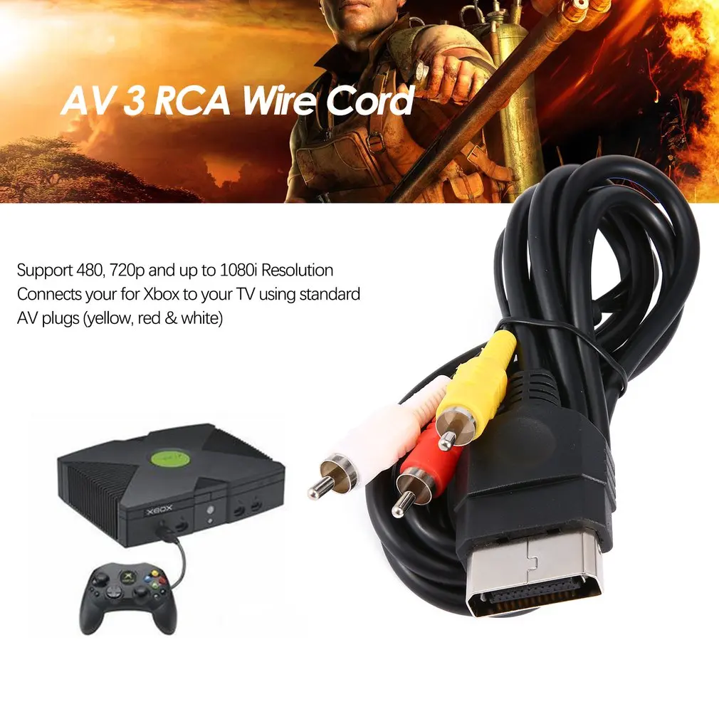 100 шт./лот Замена 6FT аудио видео композитный кабель AV 3 RCA провод шнур для Xbox
