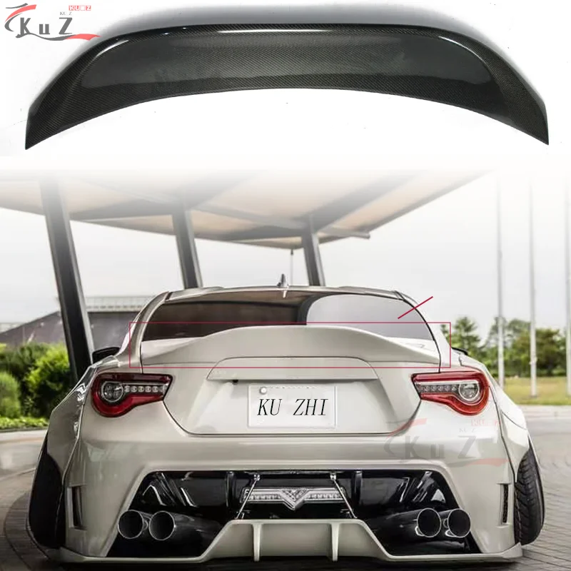 Фото Подходит для Toyota 86 Subaru Brz 2012-2020, модифицированный задний спойлер из настоящего углеродного волокна, задний запасной плавник из настоящего углеродного волокна, задний спойлер №2
