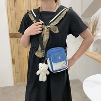 new fashion canvas shoulder womens bag korean popular messenger crossbody bag for girl students cotton cloth female handbags