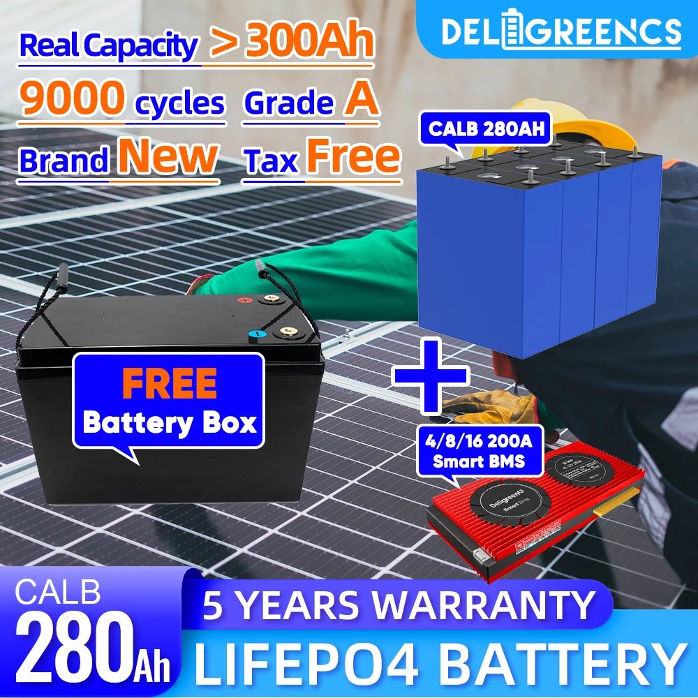 Аккумуляторная батарея Lifepo4 12 В CALB 280AH 9000 циклов с RS485 CAN BMS, свободная аккумуляторная батарея, Внешний Аккумулятор Lifepo4 для солнечной батареи