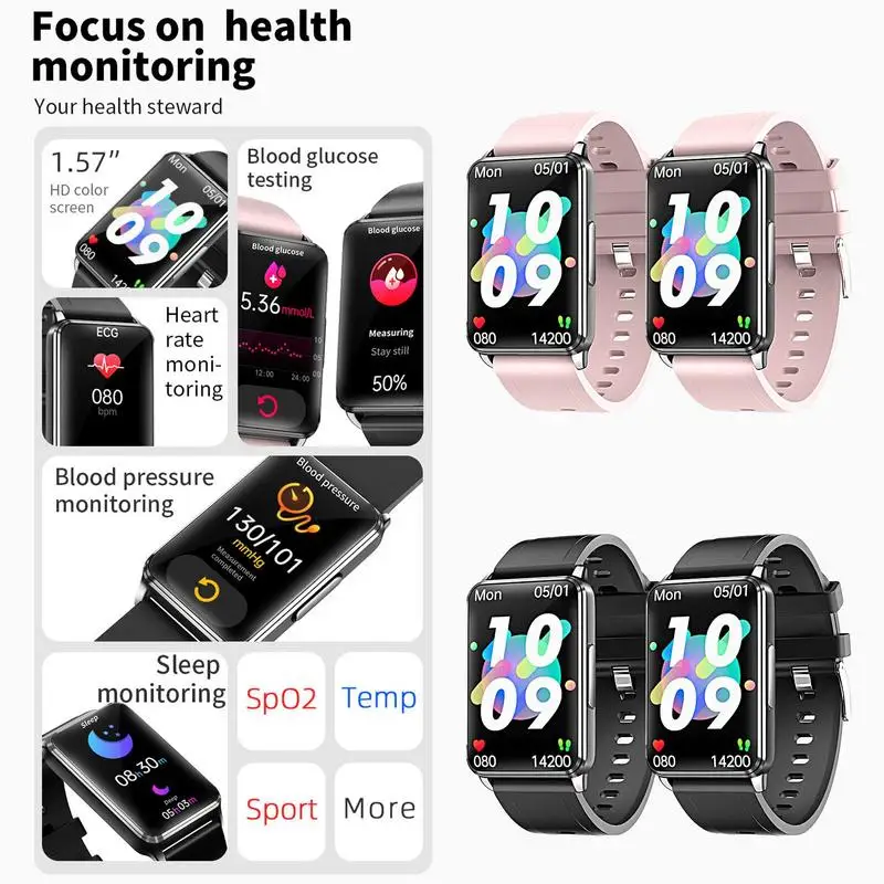 

Non-Invasive Blood Sugar Watch Blood Glucose Smart Watch Digital Watch With Heart Rate Monitor Sleep Tracking 50 Sports Modes