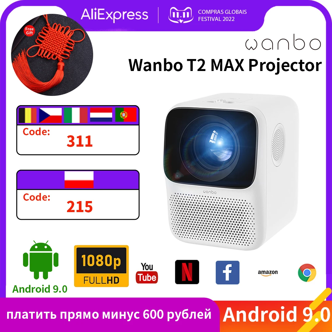Tanie Wersja Globalna Projektor Wanbo T2 MAX Full Hd 1080P Obsługa Pionowej Korekcji Keystone Przenośny Mini Projektor Kina Domowego Ceny Wersja Globalna Projektor Wanbo T2 MAX Full Hd 1080P Obsługa Pionowej Korekcji Keystone Przenośny Mini Projektor Kina Domowego