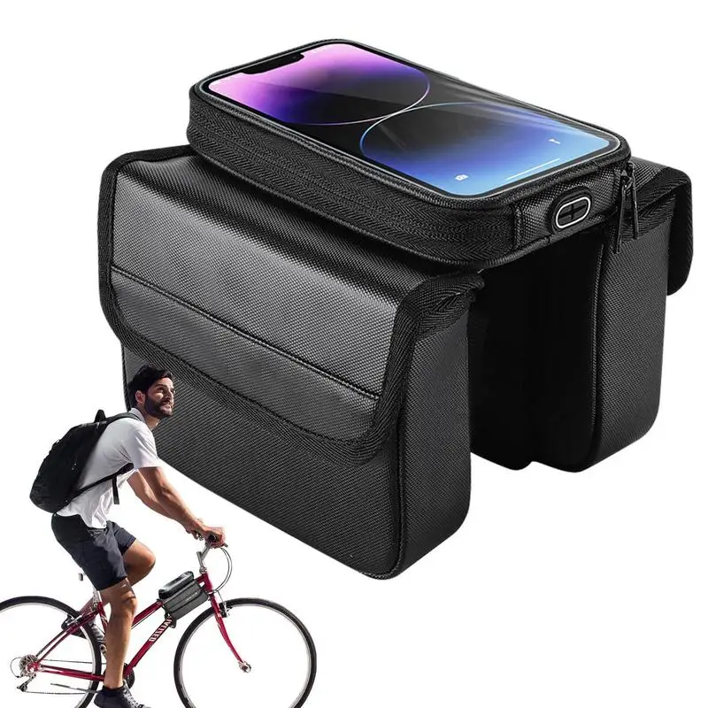 

Велосипедные Сумки, рама, передняя велосипедная Сумка-труба, водонепроницаемый держатель для смартфона, отсек для сенсорного экрана, велосипедная сумка, велосипедные аксессуары