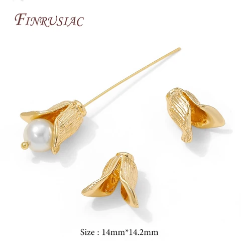 Позолоченные латунные колпачки для бусин FINRUSIAC, 6 штук