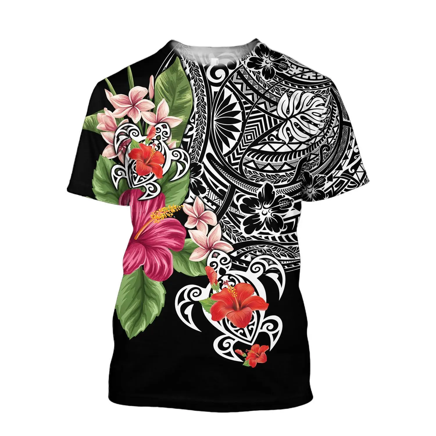 

2022 полинезийская черепаха, футболка с 3D принтом, мужская летняя футболка с принтом татуировки и цветов, Повседневная футболка с коротким ру...