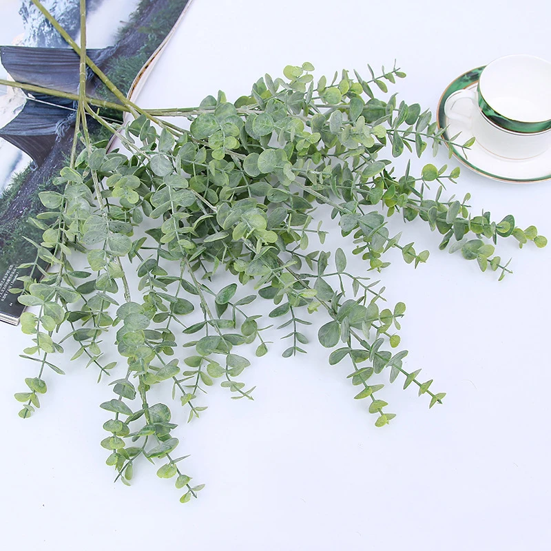 

Green Artificial Plant Leaves Office Wedding 3 branches Eucalyptus Fake Home Lifelike Outdoor Indoor Simulated