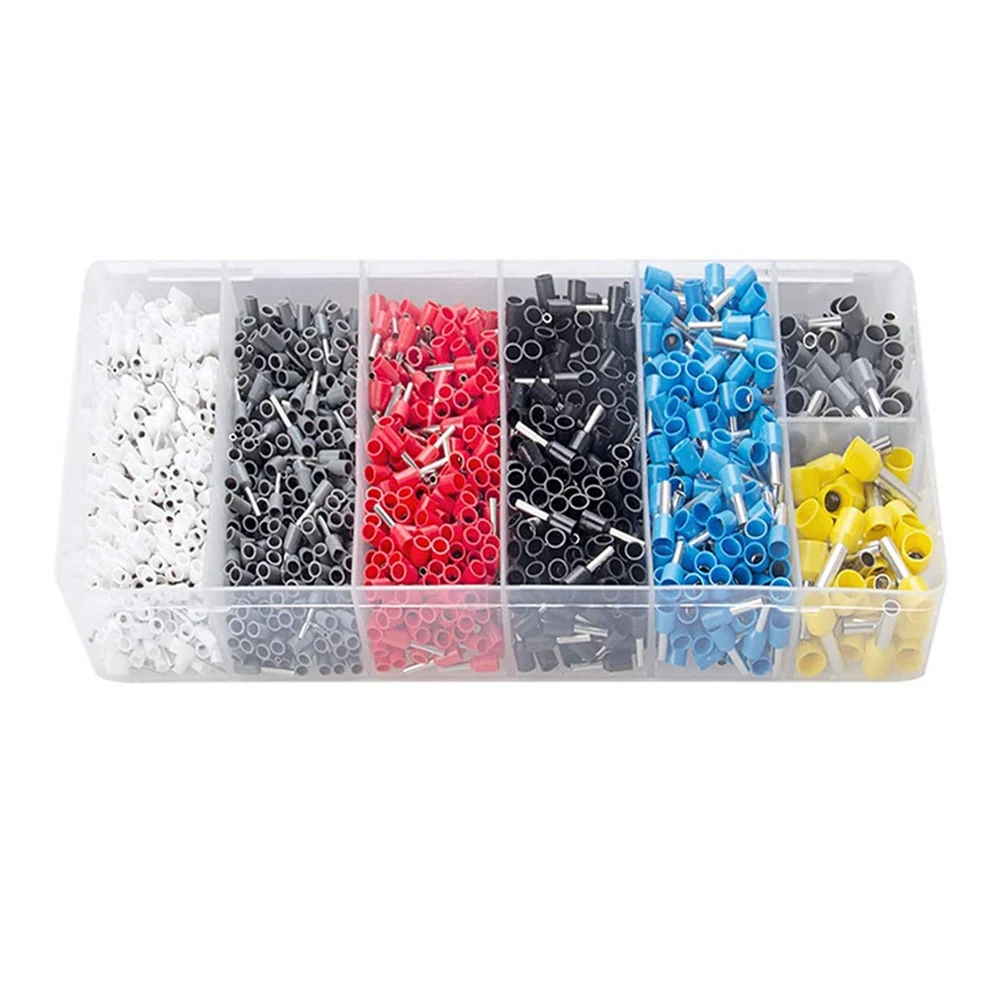 

1900Pcs AWG 22-10 Terminal Connector Kit Wire Insulated Cord Pin Ends Terminals Kit Cold-Pressed Terminal Kit For Electric