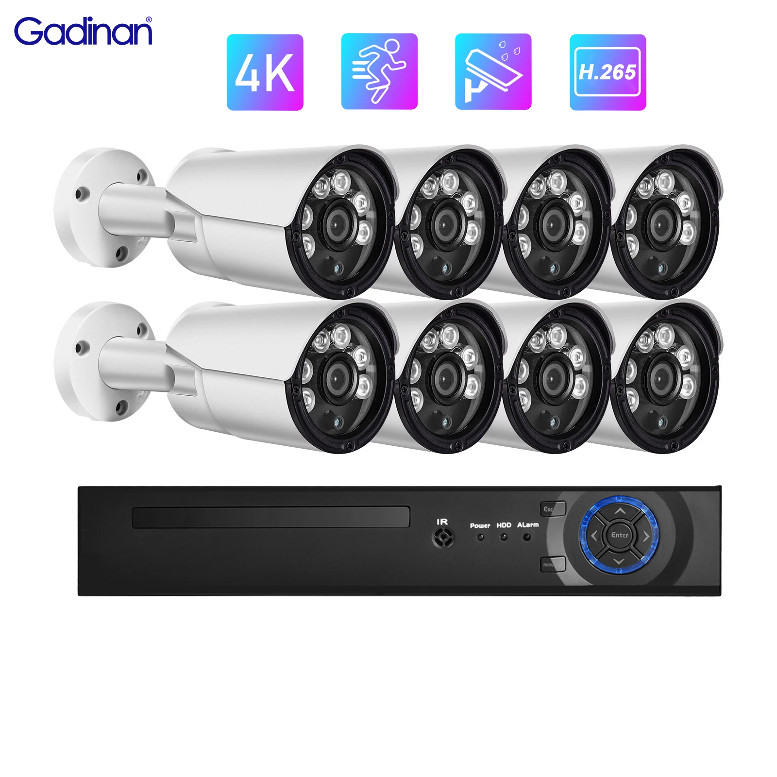 

Система видеонаблюдения Gadinan, 8 каналов, POE, NVR, 8 МП