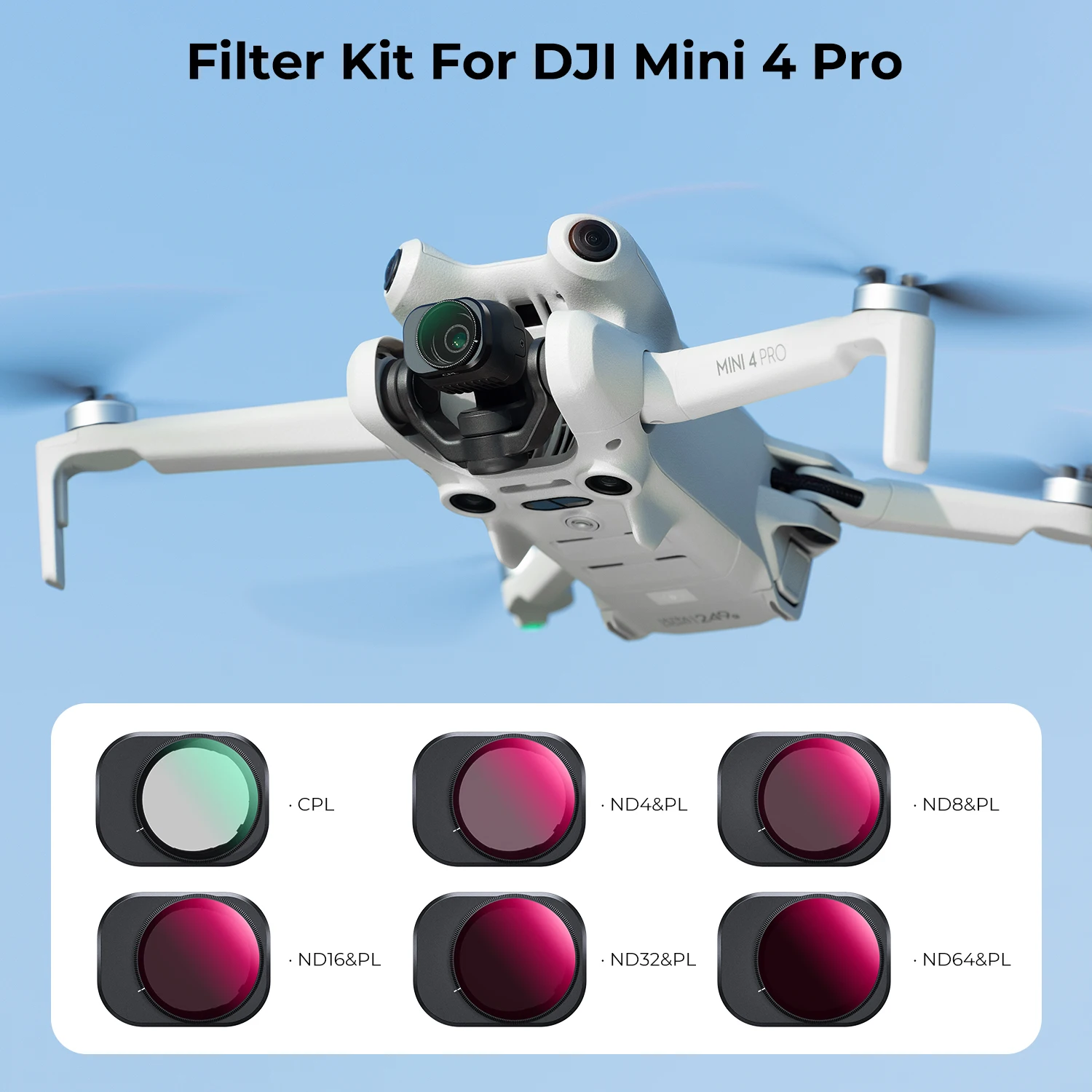 Водонепроницаемые многослойные покрытия K&ampF Concept для DJI Mini 4 Pro Drone Lens Filter UV CPL ND8 ND16