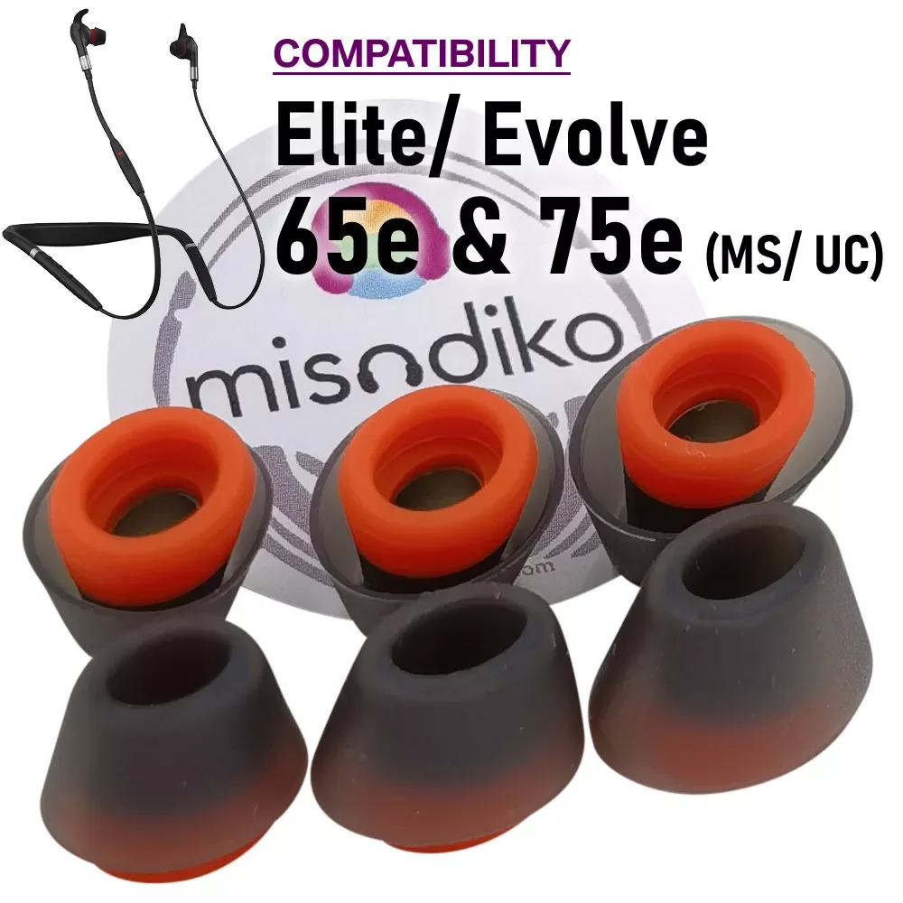 

misodiko Silicone Eartips Earbuds Tips Compatible with Jabra Elite/ Evolve 65e & 75e In-Ear Earphones (3-Pairs)