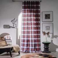 curtains american style plaid yarn dyed cotton and linen for living room bedroom kitchen home decoration bay window curtain