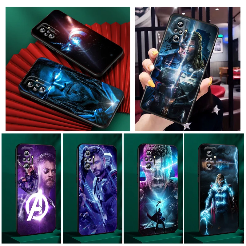 

Marvel Avengers Thor Phone Case For Xiaomi Redmi Note 12 11E 11S 11 11T 10 10S 9 9T 9S 8 8T Pro Plus 5G Black Cover