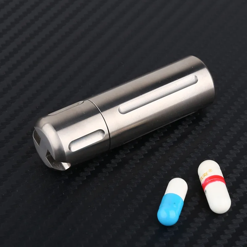 

Outdoor Traveling Camping Titanium Pill Box Pendants WaterProof Storage Eco-Friendly Mini Medicine Case Keychain