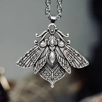 gothic silver plated hawk moth necklace women men pendant necklace witch occult jewelry gifts for her dropshipping