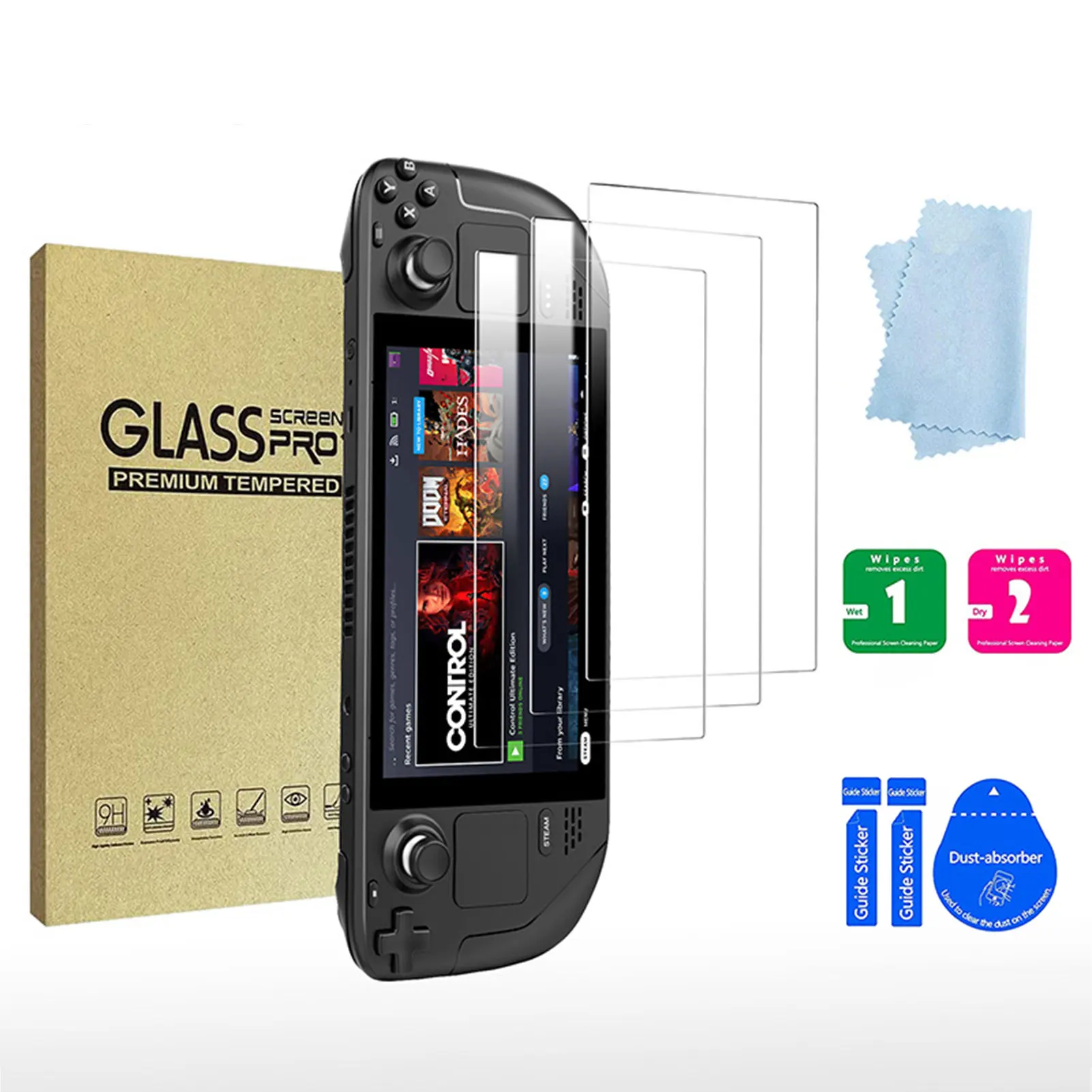 

3Pcs Tempered Glass HD Screen Protector Film ForSteam Deck Clear Scratch-resistant Screen Guard Cover Film Game Accessories