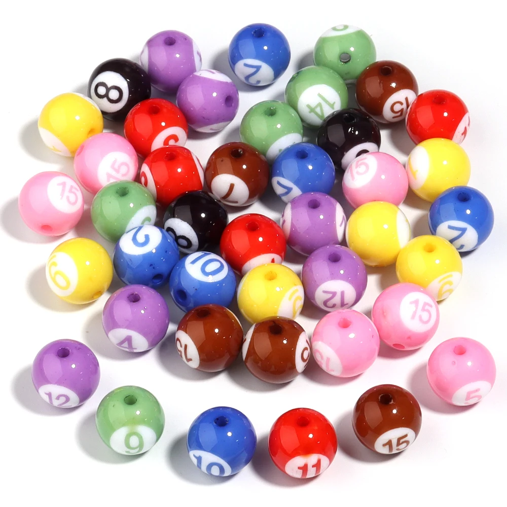 

8 colors 16mm Round Acrylic Big Hole Billiards Ball Loose Spacer Beads For Jewelry Making DIY Handmade Bracelet Findings