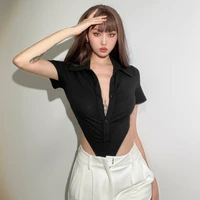 sisjuly european and american pure desire style lapel lined jumpsuit womens unique design pure desire versatile slim top