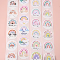 500pcs 1 5 inch cute round rainbow thank you sticker for wedding birthday handmade gift decoration labels kids reward stickers