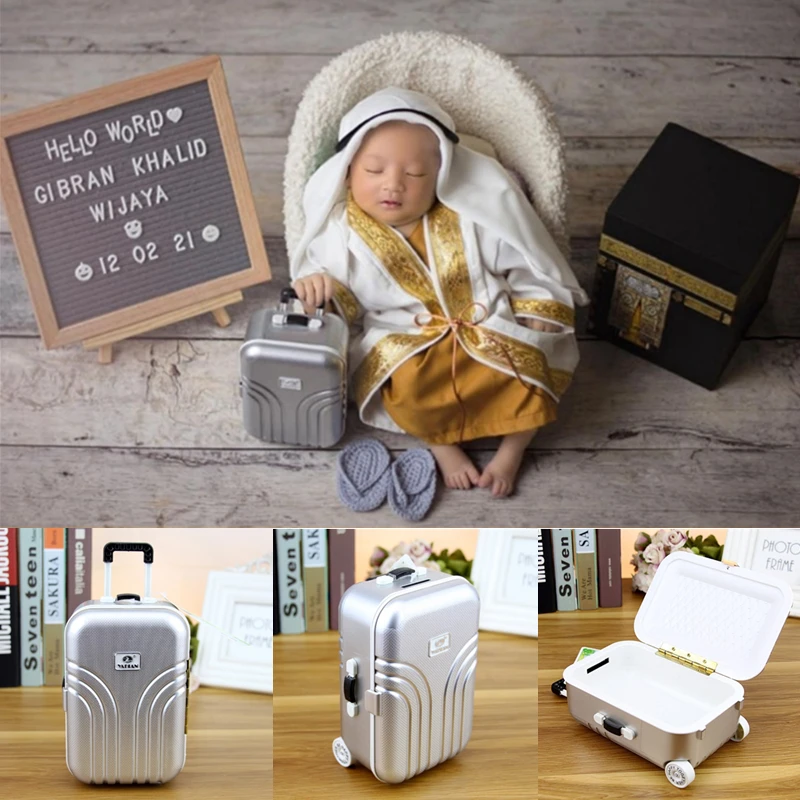 Newborn Photography Props Accessories Mini Suitcase Studio Boy And Girl Baby Photo Pull Rod Box Infant Shoot Creative Accessory