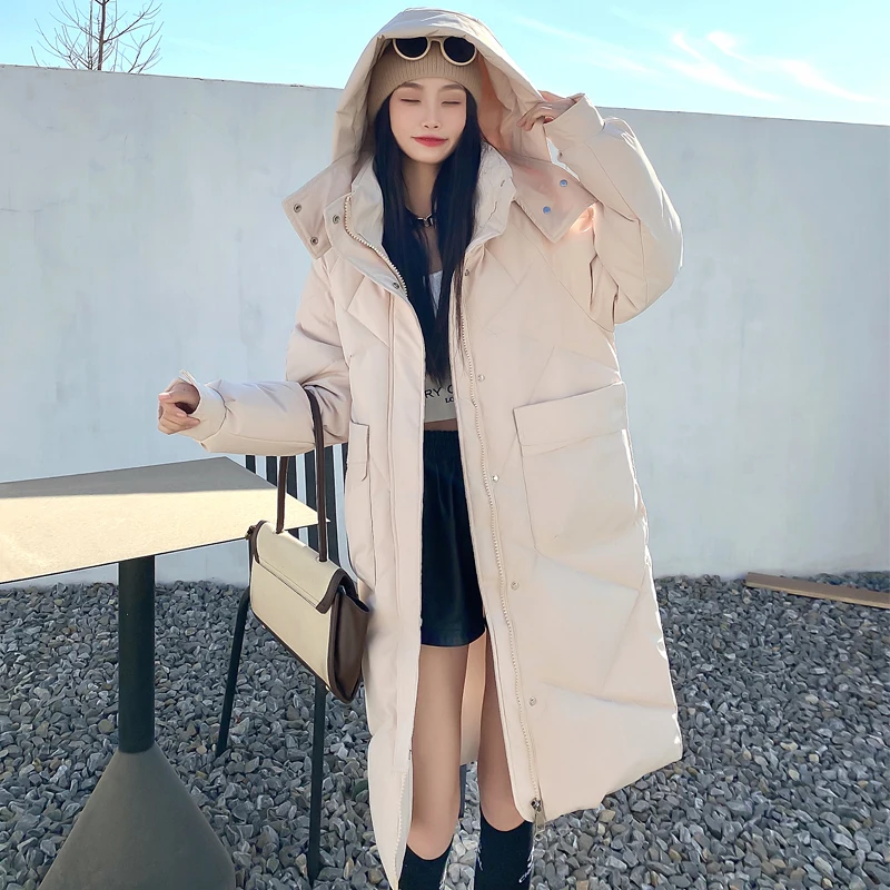 

New Winter Coat Women Fashion Lovers Winter Jacket Women Cotton Padded Parka Long Outwear Hooded Solid Female Jacket Coat Pocket