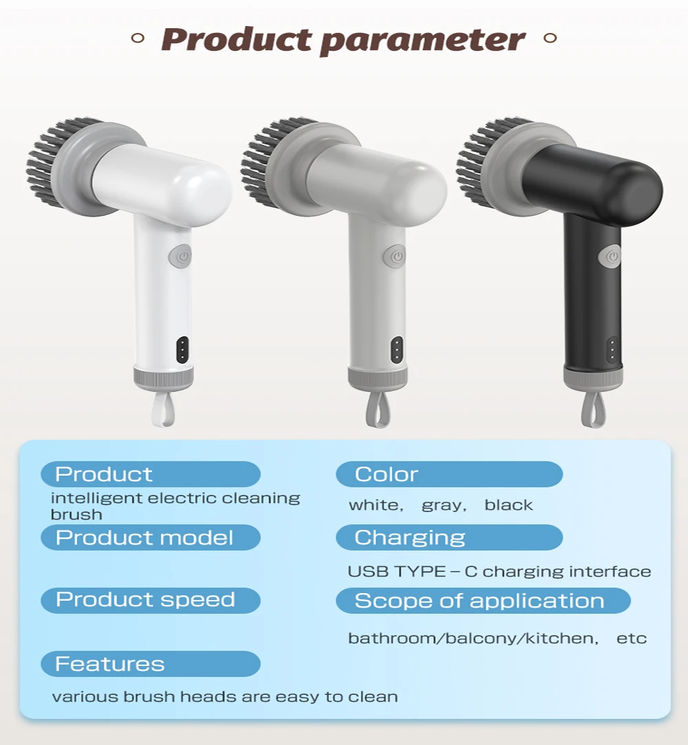 Электрическая щетка для чистки Pluzz дома кухни ванной комнаты стирки