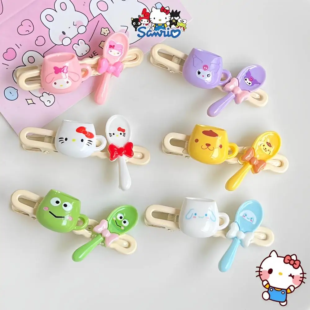 

2023 New Kawaii Sanrios My Melody Hello Kitty Hairpin Cartoon Kuromi Cute Giris Originality Resin Edge Clamp Hair Accessories