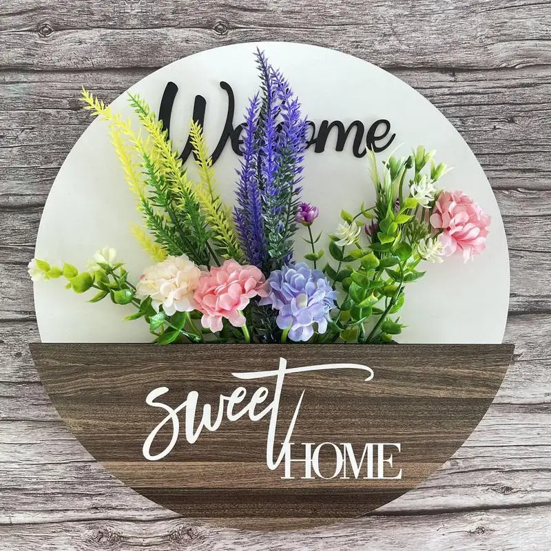 Цветочный знак приветствия для входной двери деревянный подвесная доска вход в