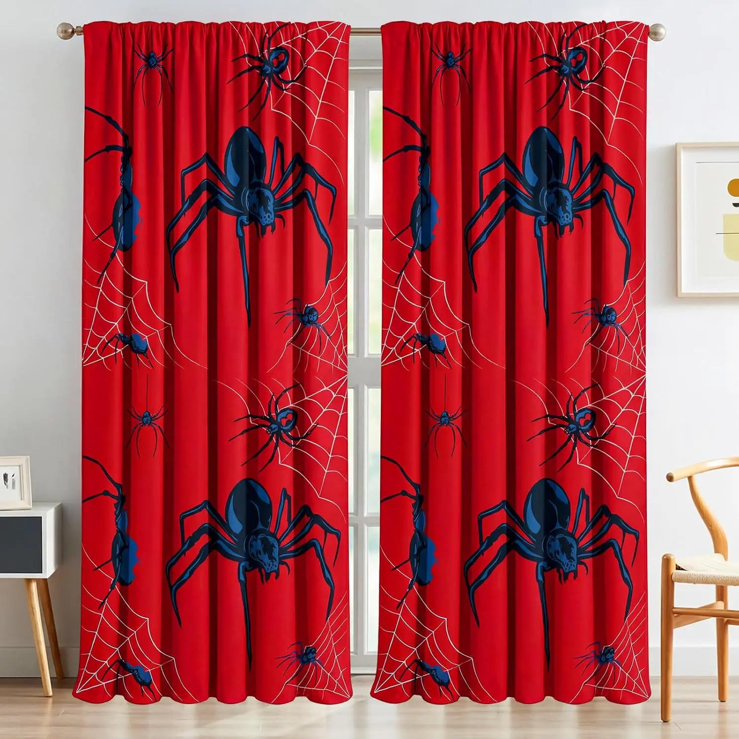 Фото Полотно-штора Peryiter Spider с 2 подхватами, декор для спальни, 42 x 84 дюйма, термоизолирующие оконные шторы №1
