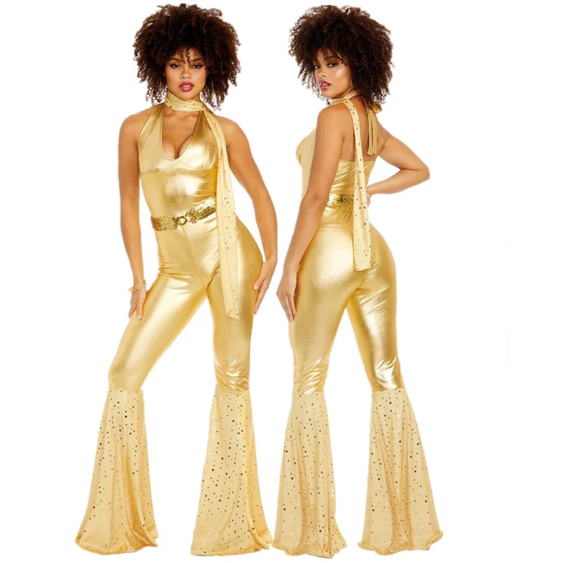 

Women Sexy Rock Disco Hippies Cosplay Costumes Adult Halloween 70's 80's Hippies Dance Outfits Party Fancy Dress