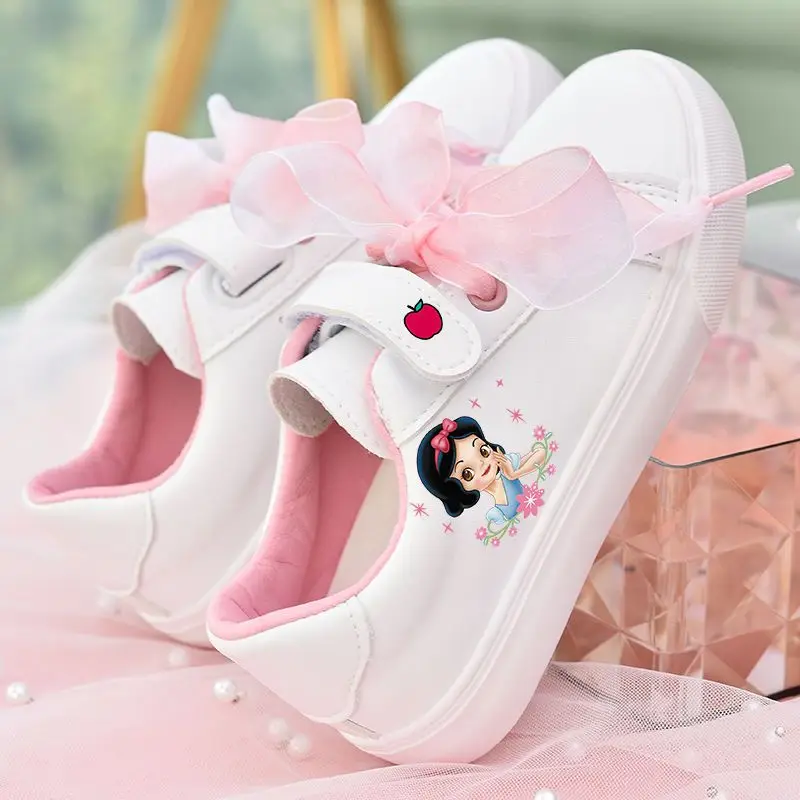 Disney Girls' Casual Shoes Children's Sports Shoes Soft Soled Casual Snow White Shoes Flats PU Leather White Sneakers Size 23-36 images - 6