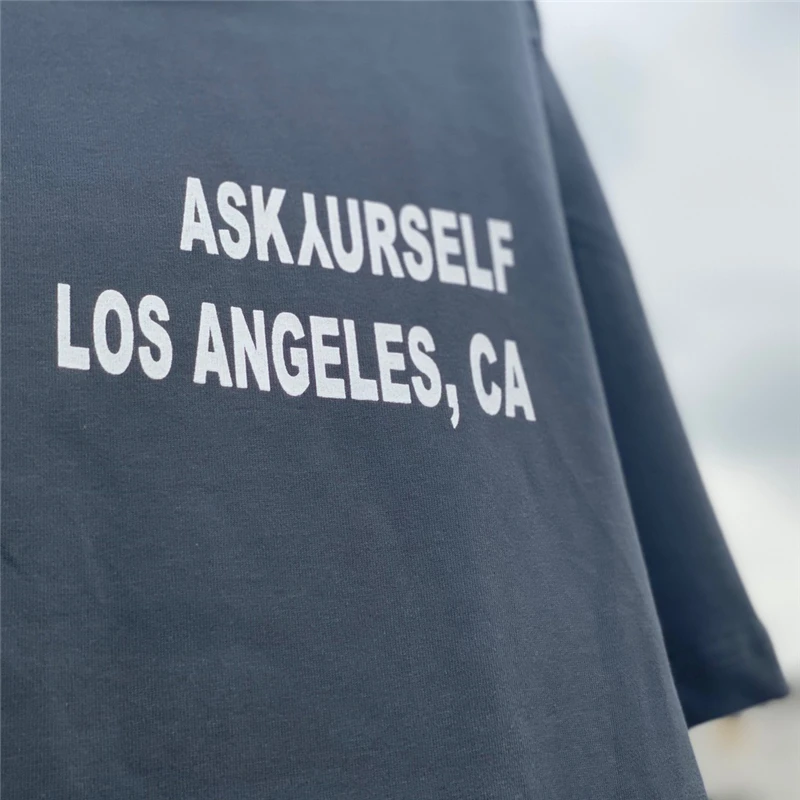 2022 ASKYURSELF Los Angeles T shirt Men Women 1:1 High Quality Dog Graphic Tee Vintage Wash Tops Short Sleeve |