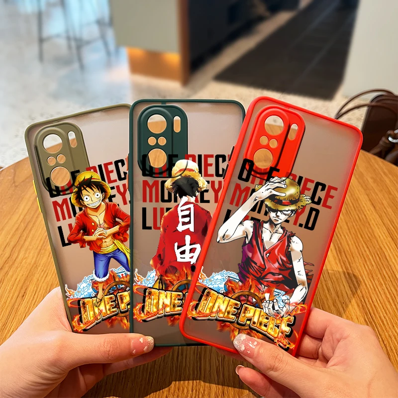 

Luffy Cartoon One Piece For Xiaomi Redmi K40 K30 Pro K20 10X 10 9C 9A 9T 9 8A 8 7A 7 6 5 Plus 4X Frosted Translucent Phone Case
