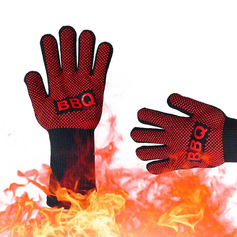 

High Heat Resistance BBQ Gloves Oven Glove Fireproof Barbecue Heat Insulation Microwave Oven Gloves Mitt For Cooking Baking