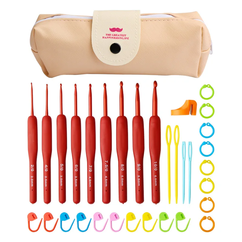 

Silicone Crochet Hooks Set Needle Handle Frosted Aluminum Handmade DIY Hook Head Crochet Sweater Weaving Knitting Sewing Tool