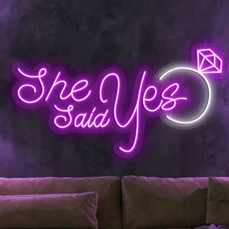 

She Said Yes Neon Sign Custom Led Wedding Neon Light Letter Neon Night Light Wedding Marriage Proposal Wall Decoration Decor