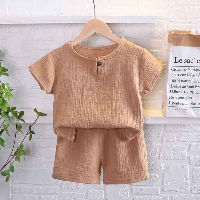 

Summer Boys Girls Casual Round Neck Short Sleeve + Shorts Suit Baby Clothing 2 Piece Set 1-5 Years