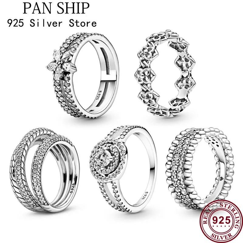 

2021 New 925 Sterling Silver Three Ring With Snake Bone Texture Pan Ring For Women's Gifts Wedding Diy Jewelry