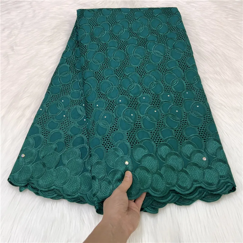 5 yard Swiss lace fabric latest heavy beaded embroidery African 100% cotton fabrics Swiss voile lace popular Dubai style 2384