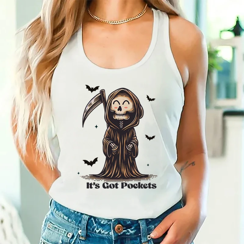 Женская майка с рисунком призрака на Хэллоуин It's Got карманы, летняя ...