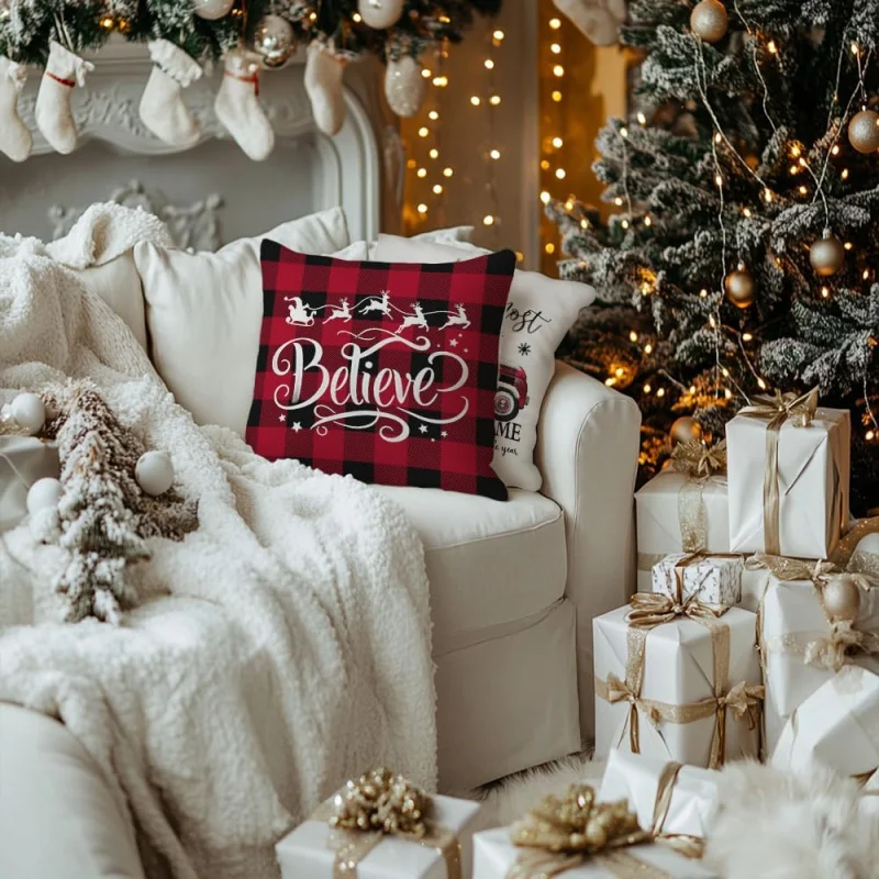 Набор подушек &quotMerry Christmas" 18x18 дюймов набор из 4 рождественских елок грузовик
