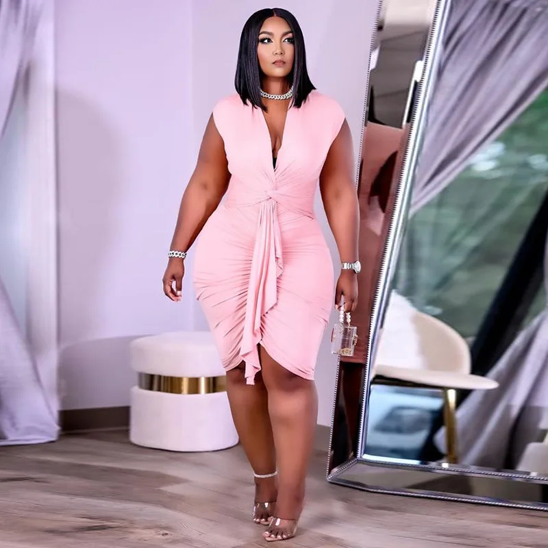 

Hot Selling Slim Lace Deep V Plus Size Tight Dress