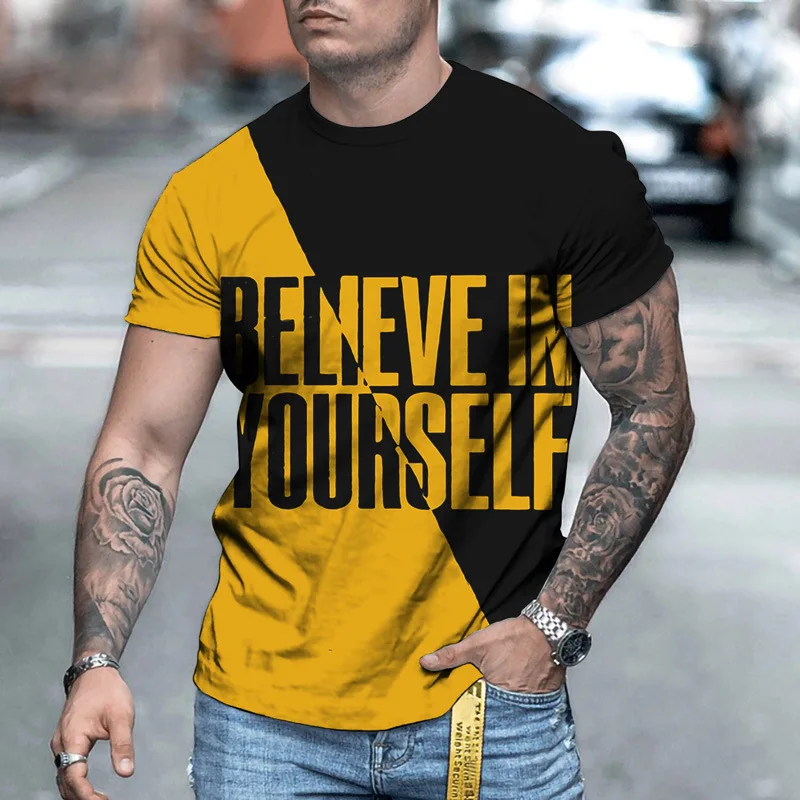 

2022 Foreign Trade new men's short sleeve 3DT shirt casual street wear fashion top