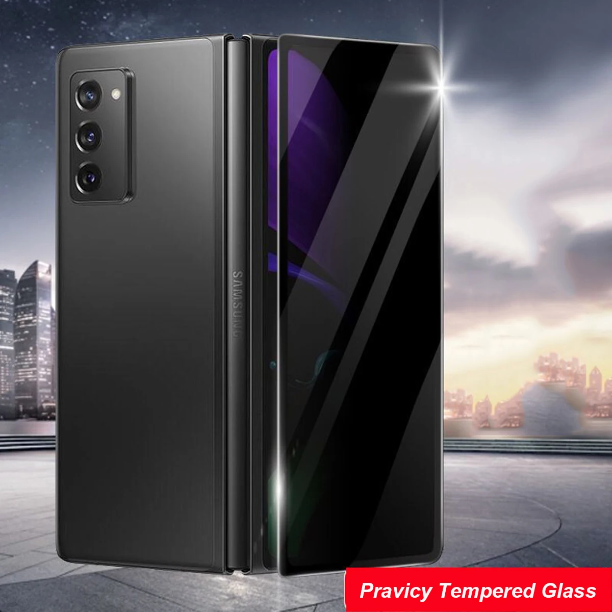 

Black Front Pravicy Tempered Glass For Samsung Galaxy Z Fold 3 5G Anti Spy Full Glue Screen Protector Film For Galaxy Z Fold 2