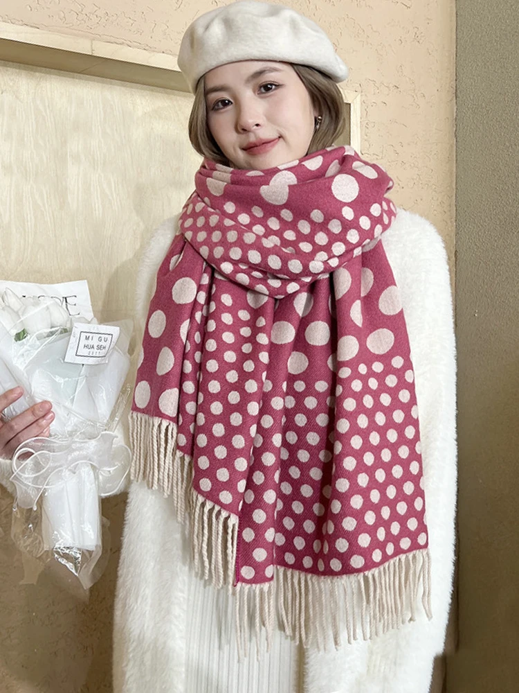 Винтажный вязаный шарф из искусственного кашемира головной платок зимняя