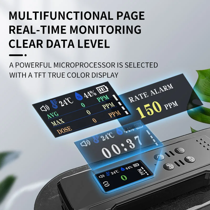 Миниатюрное перезаряжаемое Обнаружение монооксида углерода высокоточное
