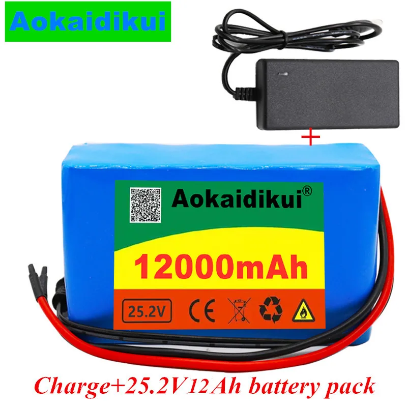

Комплект литий-ионных аккумуляторов 6s2p 24 В 18650 Ач 25,2 12000 в мАч для электрического велосипеда, мопеда, литий-ионный аккумулятор с BMS + зарядным ...