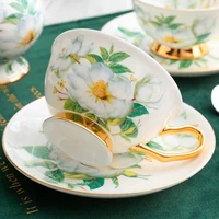 european style bone china coffee cup and saucer creative ceramic cup afternoon tea cup flower tea cup set