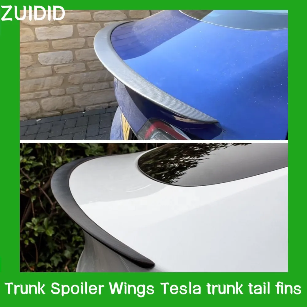 

Hansshow Tesla Model 3 Y Spoiler Rear Wing Genuine Carbon Fiber Black Rear Trunk Spoiler Wings